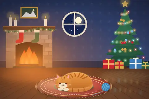 Cat by the Fireplace