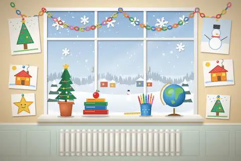 Snowy Classroom Window