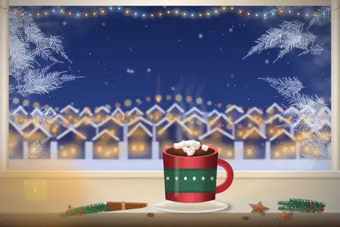 Cocoa by Frosty Window